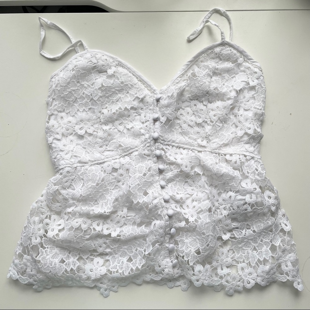 Abercrombie lace peplum cami white